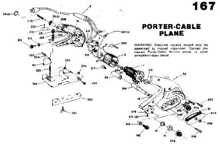 Page A Diagram and Parts List for 167 Type 2 Porter Cable Planer Jointer